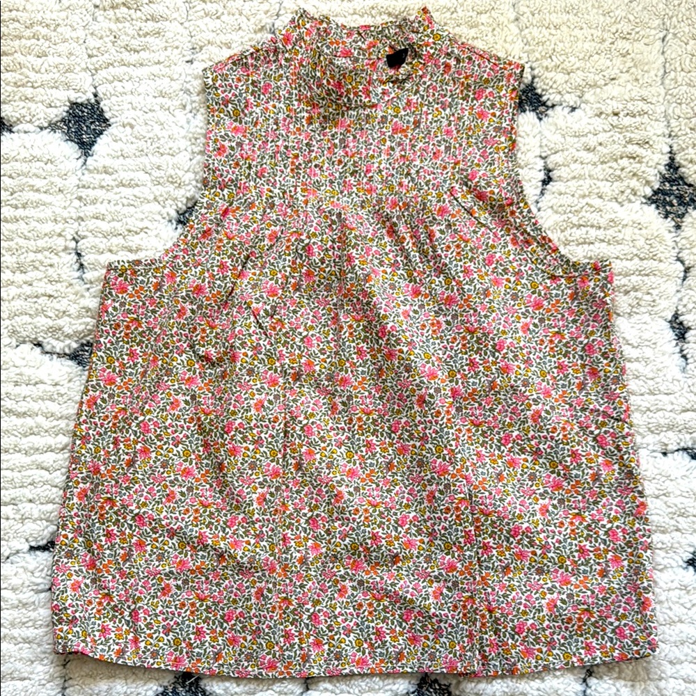 Jcrew Floral Sleeveless blouse with button back details